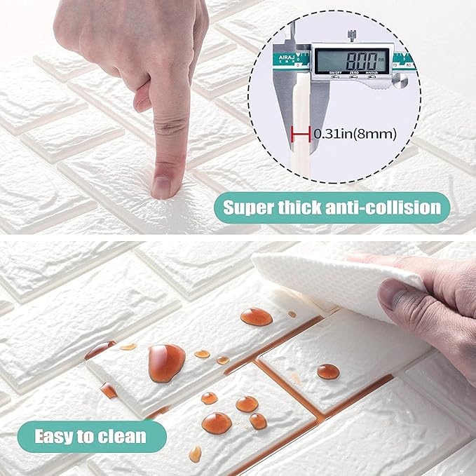 3D White Brick Peel & Stick Wallpaper