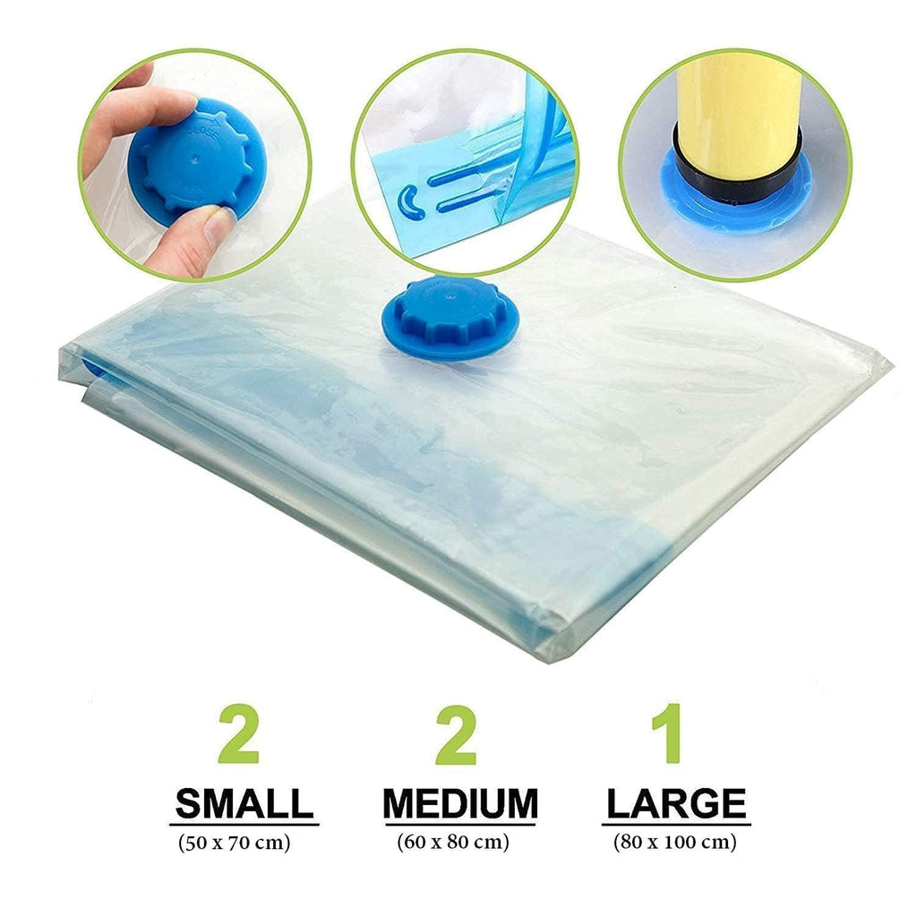 Leo Premium Vacuum Storage Bags [5-Piece Kit + FREE Pump]