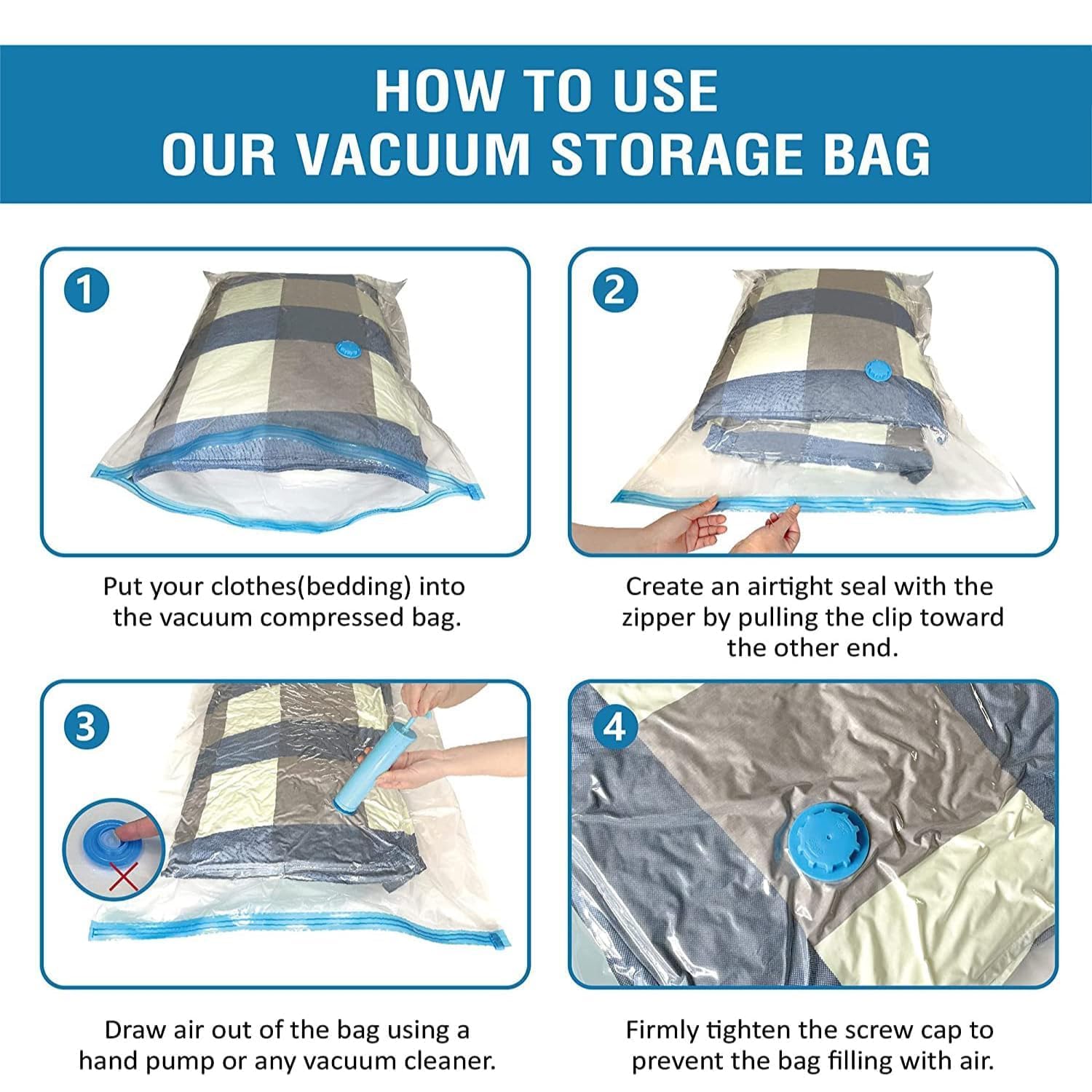 Leo Premium Vacuum Storage Bags [5-Piece Kit + FREE Pump]