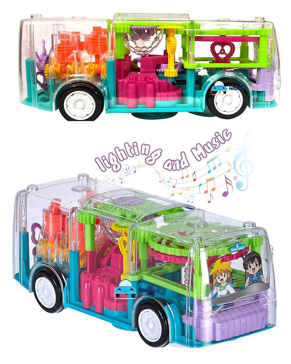 Leo's Transparent Musical Gear Toy Bus