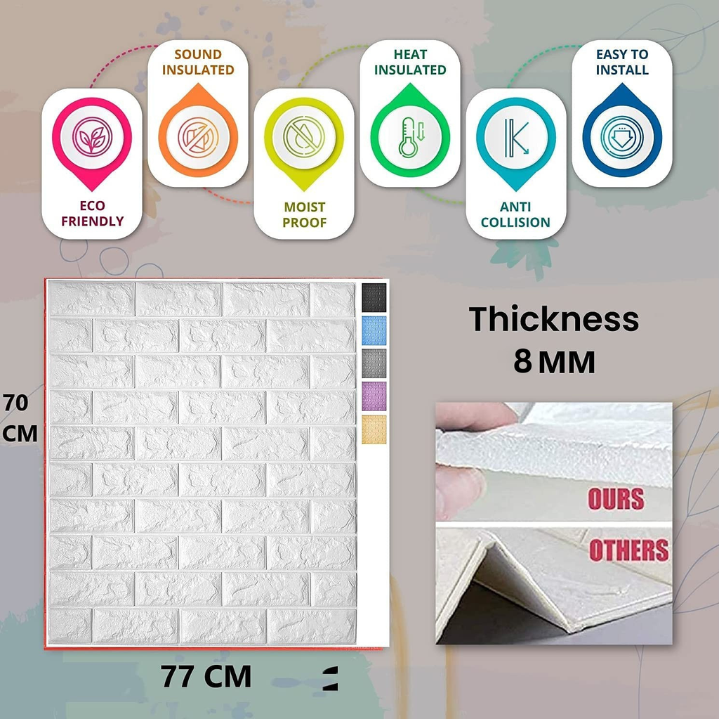 3D White Brick Peel & Stick Wallpaper