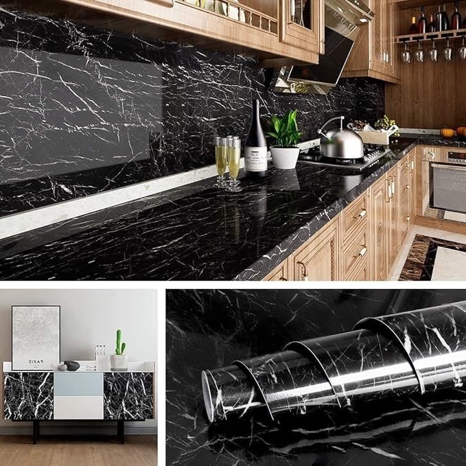 Premium Black Marble Wallpaper Roll