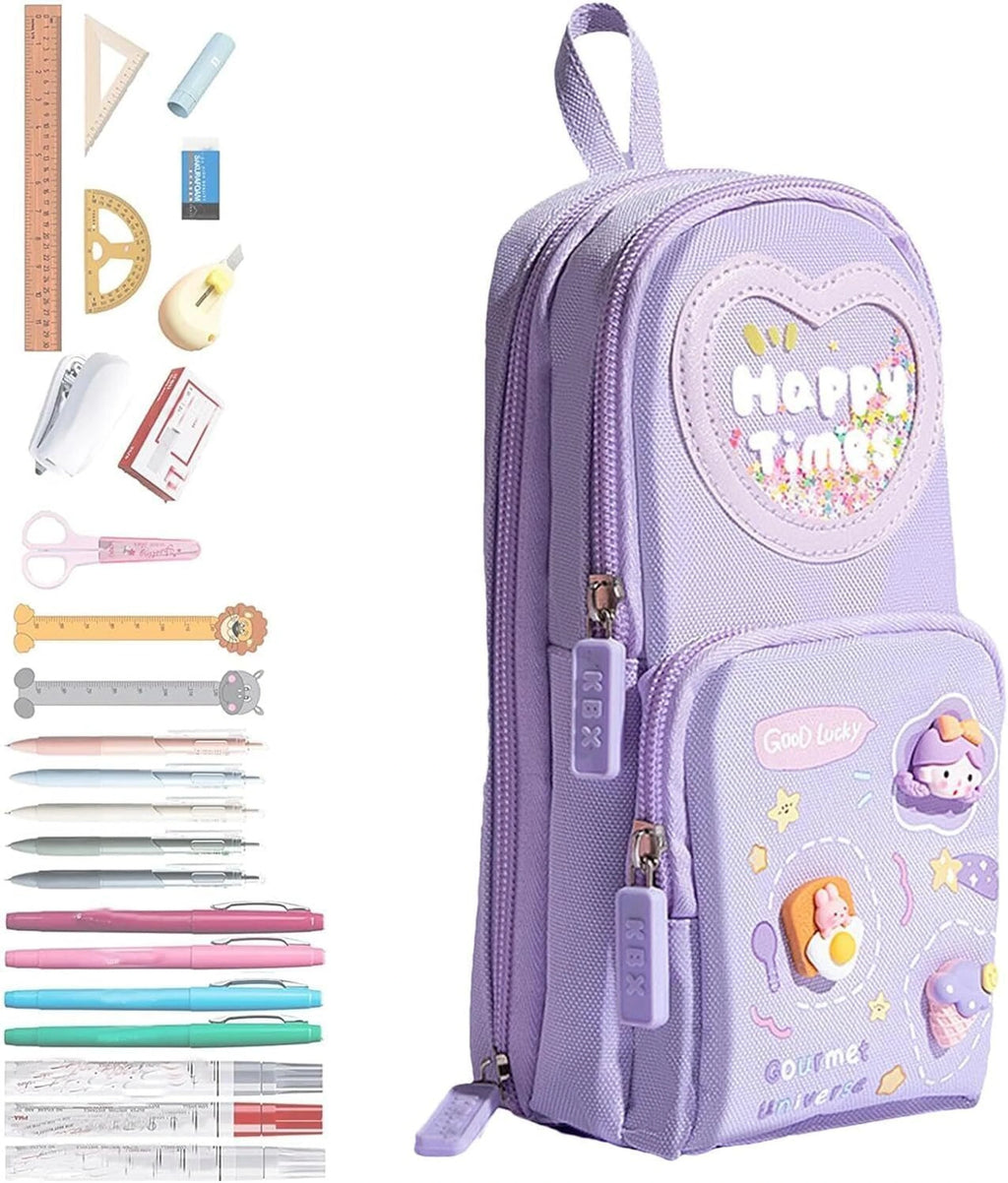 Leo Cute 3 Layer Multi-Pocket Pencil Pouch for Kids